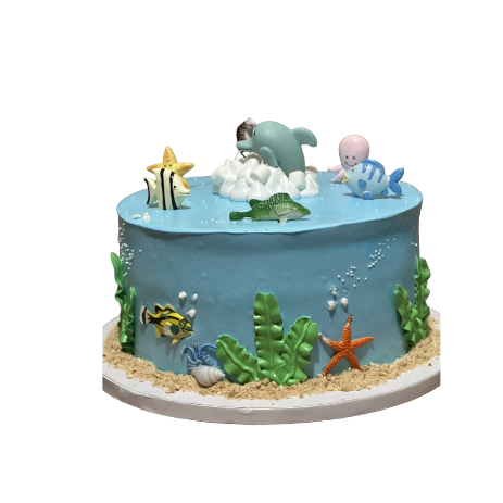 Pastel con Criaturas Marinas